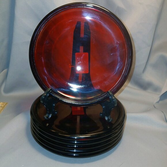 Arcoroc France Ruby Cocoon Dessert Plate NEW 6 Plates Tagged 7" Discontinued - Picture 8 of 12